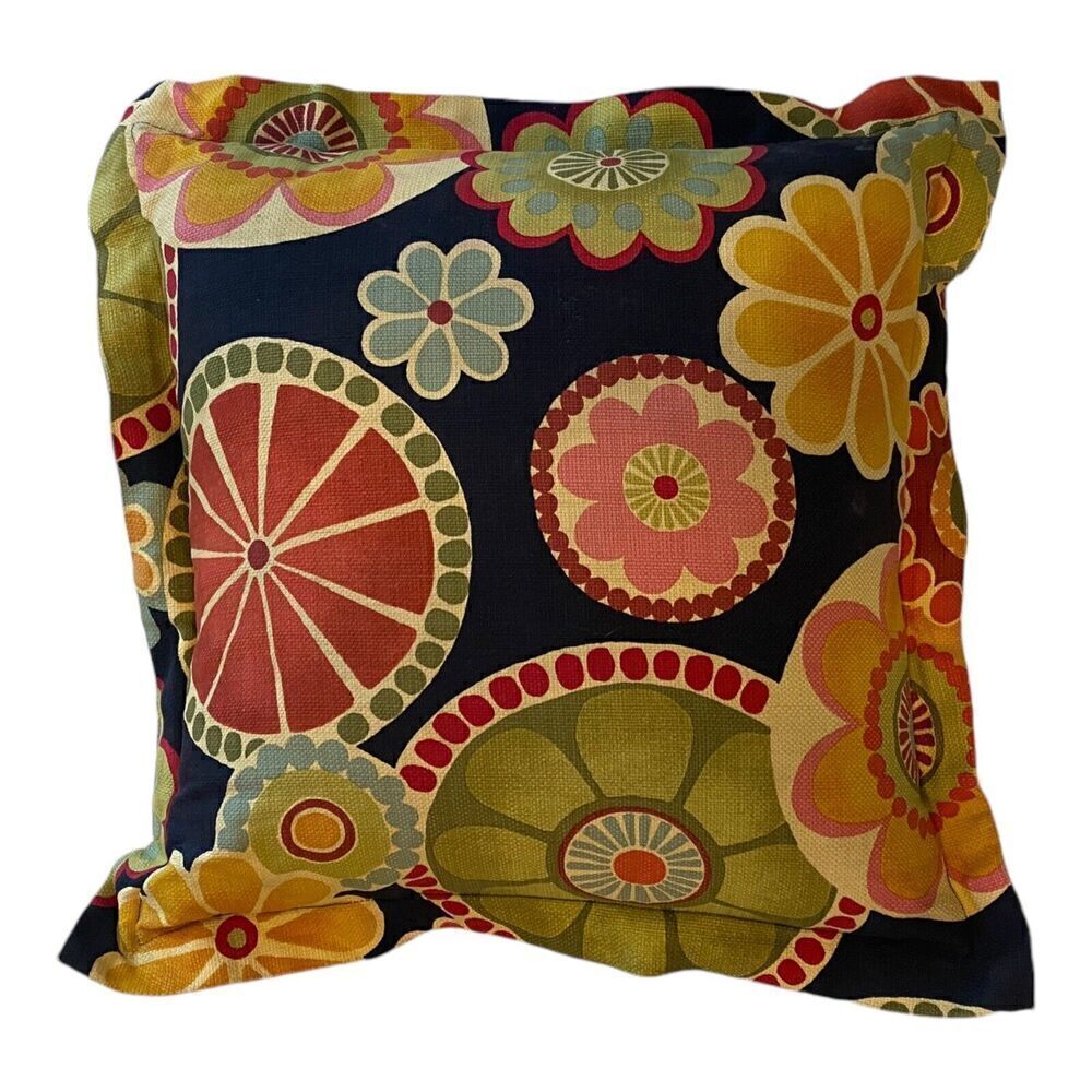 Black Festive Circle Outdoor Pillow Cover W/ Pillow 18” - Picture 7 of 7